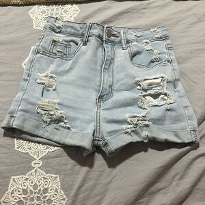 SHEIN ripped roll up denim shorts